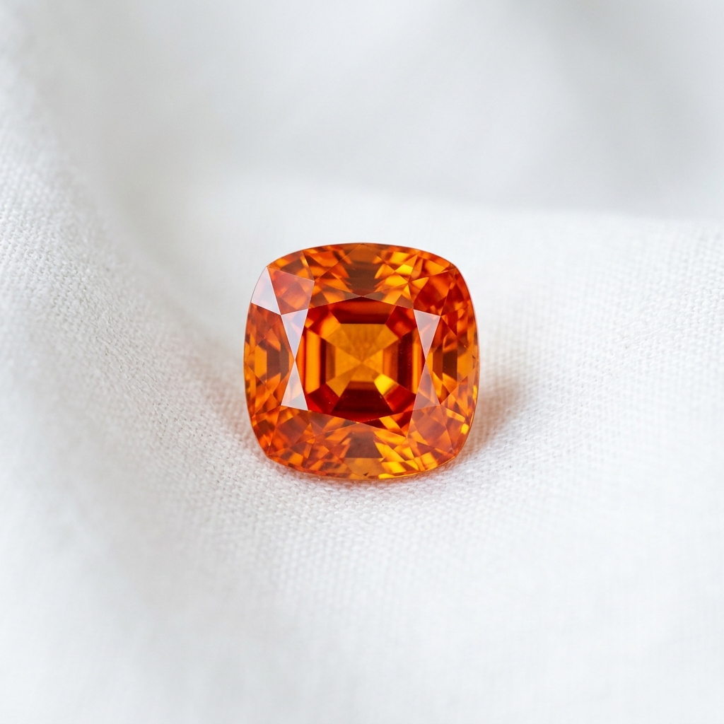 Orange sapphire cushion